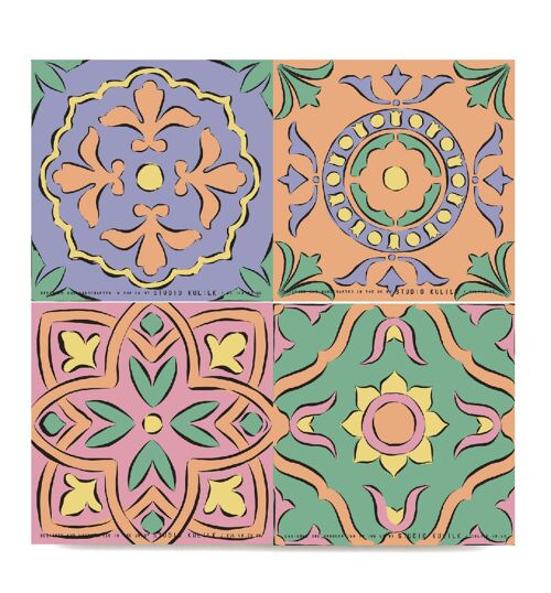 Set of 4 Ceramic Tile Coasters 68
