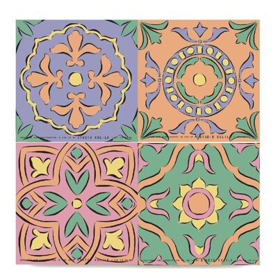 Set of 4 Ceramic Tile Coasters 68