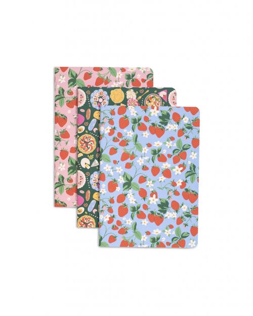 Triple Notebook Set, Strawberry Fields