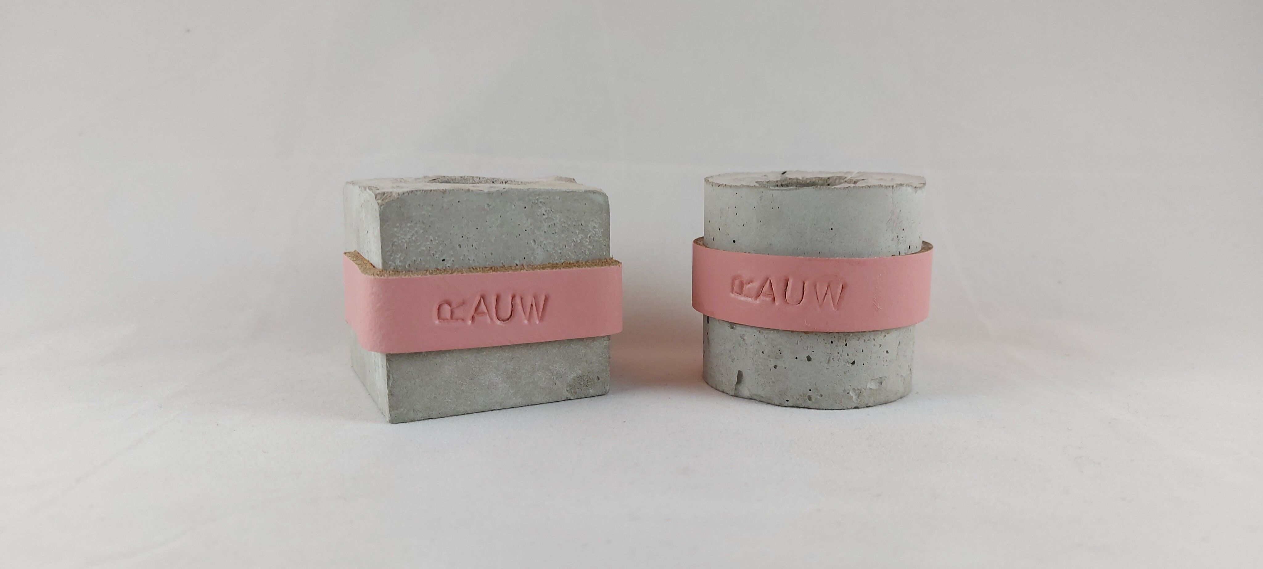 Conjunto de candelabros de diseño de hormigón crudo - Rosa