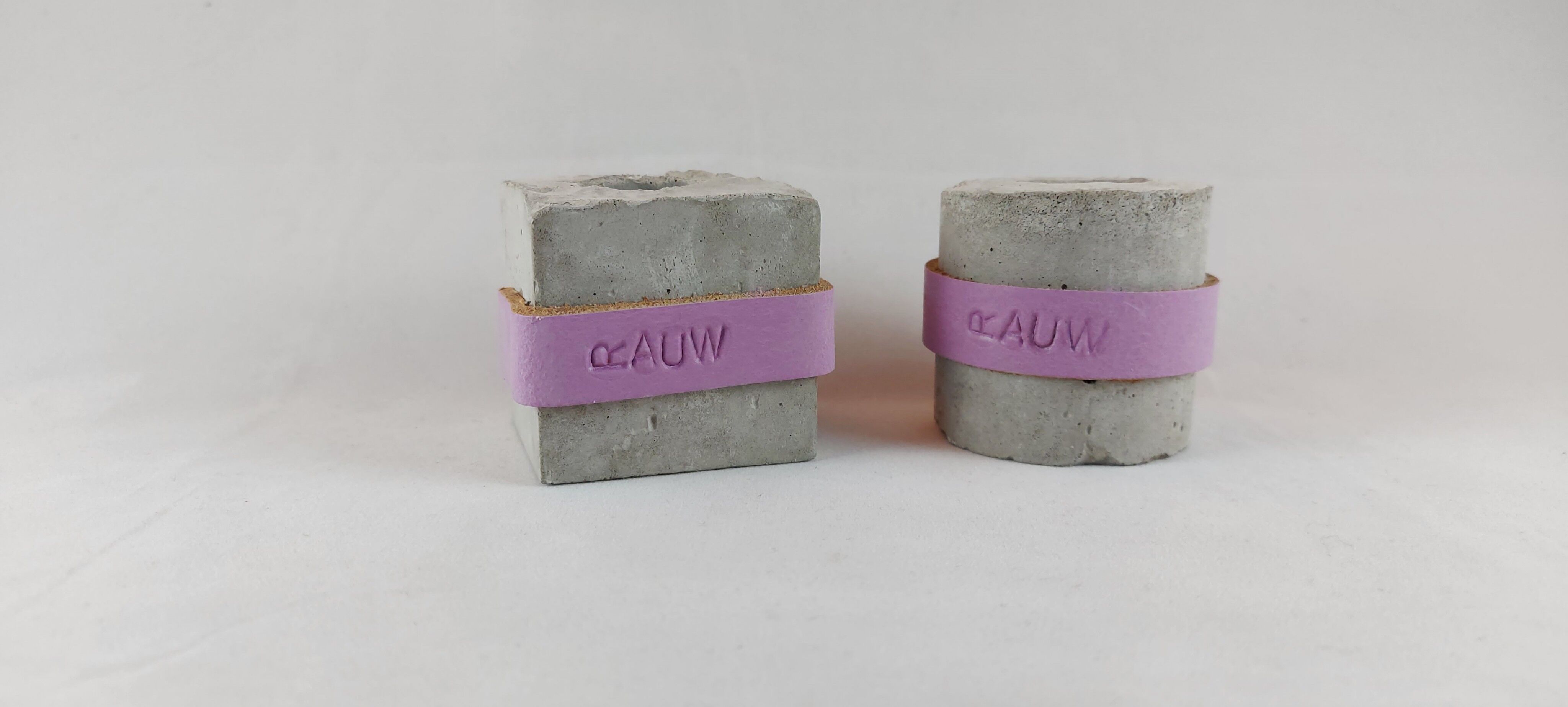 Juego de portavelas de diseño de hormigón crudo - Lavanda