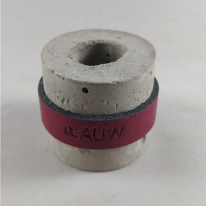 Portavelas Cemento Industrial Redondo Diseño Hormigón Crudo - Rojo burdeos