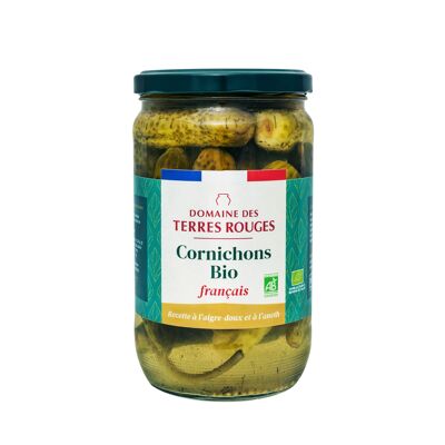 French organic sweet and sour pickles with dill
