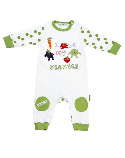 Pure Cotton “I love my Veggies” All in One - 3-6-mths