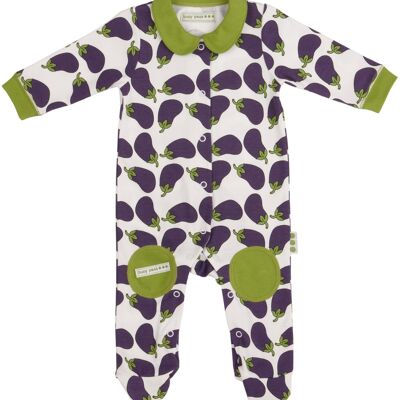 Pure Cotton All in One – Aubergine Print - 12-18-mths