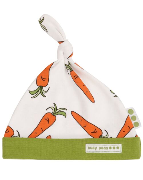 Pure Cotton Carrot Print Knotted Hat - 6-12-months