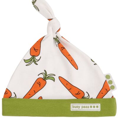 Pure Cotton Carrot Print Knotted Hat - 6-12-months