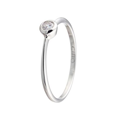 Ring, CZ Zargen Fassung 3mm, 925 Silber rhodiniert (SKU: C1R1SWZ1D*)