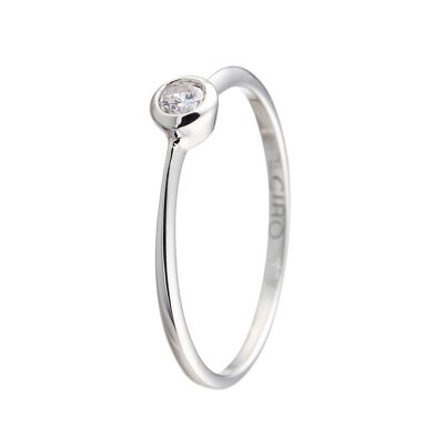 Ring, CZ Zargen Fassung 3mm, 925 Silber rose vergoldet (SKU: C1R1SRZ1D*)