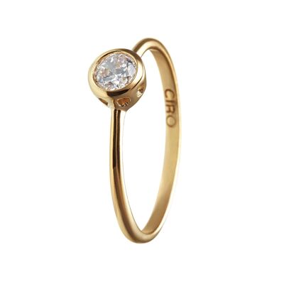 CLAIRE Ring, CZ Zargen Fassung 4mm, 925 Silber vergoldet (SKU: C1R3SYZ1D*)