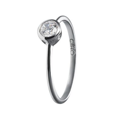 CLAIRE Ring, CZ Zargen Fassung 4mm, 925 Silber rhodiniert (SKU: C1R3SWZ1D*)