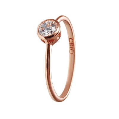 CLAIRE Ring, CZ Zargen Fassung 4mm, 925 Silber rose vergoldet (SKU: C1R3SRZ1D*)