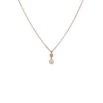 NATHALIE Pendant, CZ Millesgriffes Fassung 5mm, 40+2.5+2.5cm, 925 Silber rose vergoldet (SKU: C4N3SRZ1D)