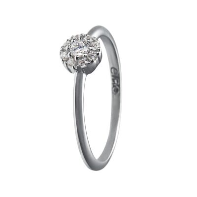 GRACE Ring, CZ Pavé Fassung, Mittelstein ca. 2.5mm,, 925 Silber rhodiniert (SKU: C5R1SWZ1D*)