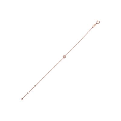 GRACE Armband, CZ Pavé Fassung, Mittelstein ca. 2.5mm, 17+1.5+1.5cm, 925 Silber rose vergoldet (SKU: C5B1SRZ1DM)