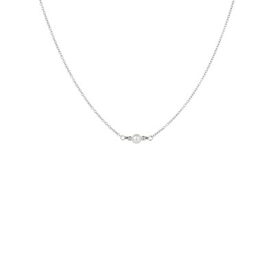 ARIANNE Halskette, Perle 5mm, 40+2.5+2.5cm, 925 Silber rhodiniert (SKU: C9N1SWS1D)