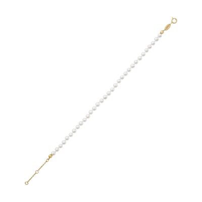 ARIELLE Armband, Perlen 4mm, 17+1.5+1.5cm, 925 Silber vergoldet (SKU: C9B1SYS1DM)