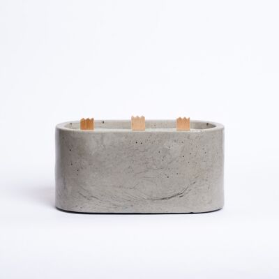 XXL CANDLE - 3 wooden wicks - Gray Concrete