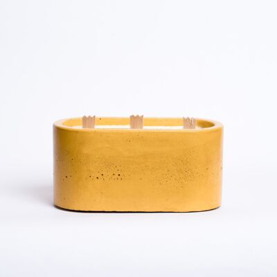 XXL CANDLE - 3 wooden wicks - Yellow Concrete