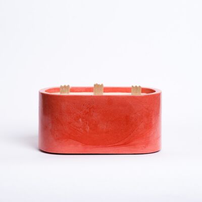 XXL CANDLE - 3 wooden wicks - Red Concrete