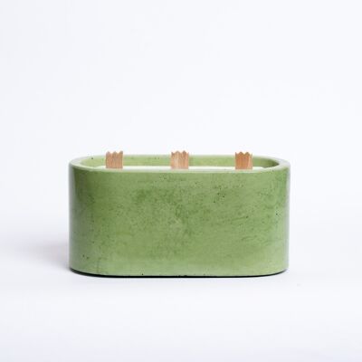 XXL CANDLE - 3 wooden wicks - Green Concrete
