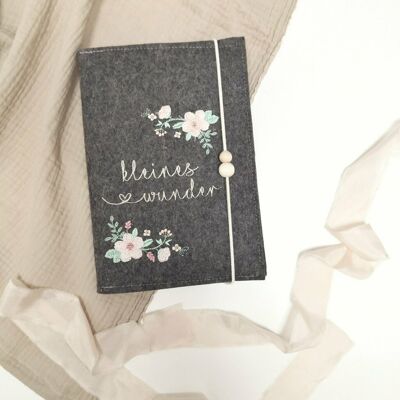 Maternity passport cover flower tendril wool felt