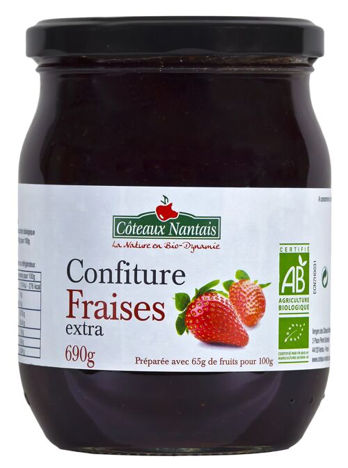 Confiture fraises extra Bio - 690 g