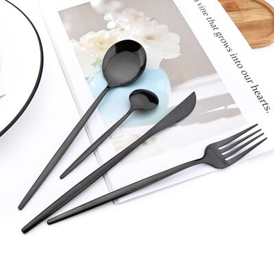 SUNSHINE Cutlery set 24 pcs polished black