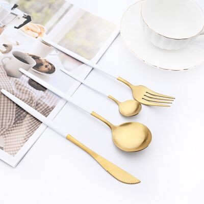 MAYA Cutlery set 16 pcs matte gold/white