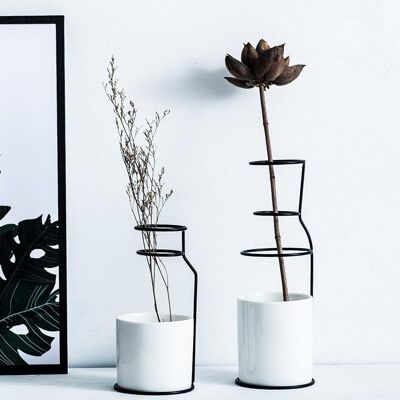 NATURE Set of 2 ceramic vases with cage