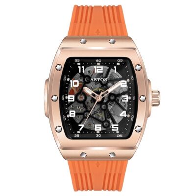 Millionaire Rosé Gold Case and Dial - Orange Strap