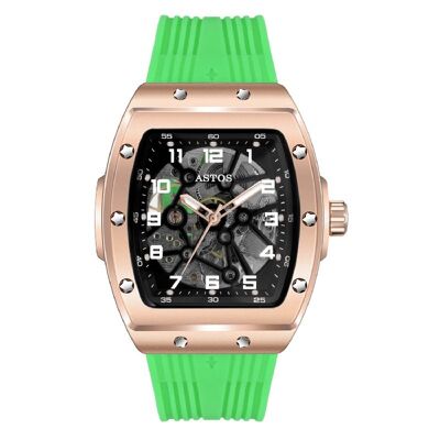 Millionaire Rosé Gold Case and Dial - Green Strap