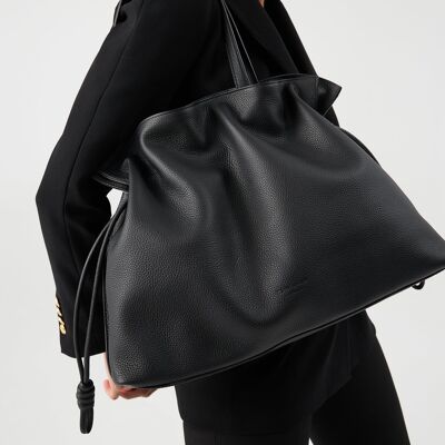 Emma, Black Leather Tote Bag