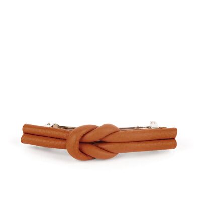 Charlotte Leather Knot Hair Barrette, Tan