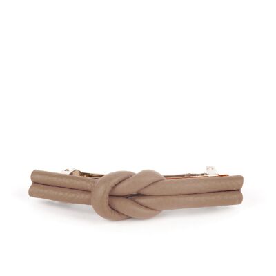 Charlotte Leather Knot Hair Clips, Beige