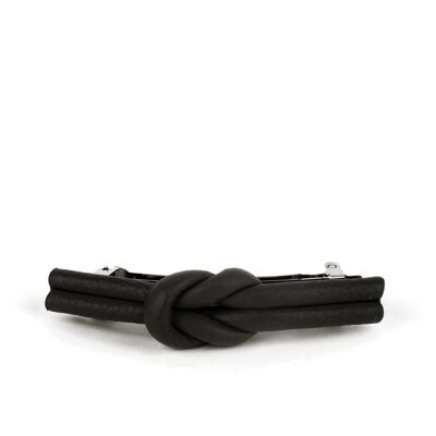 Charlotte Leather Knot Hair Clips, Black