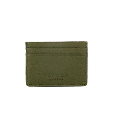 Grace Grainy Leather Card Case, Green