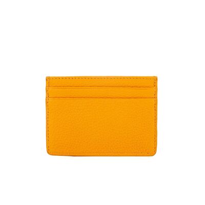 Grace Grainy Leather Card Case, Mustard