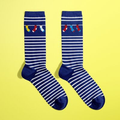 From threads to socks - navy blue background