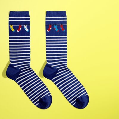 From threads to socks - navy blue background