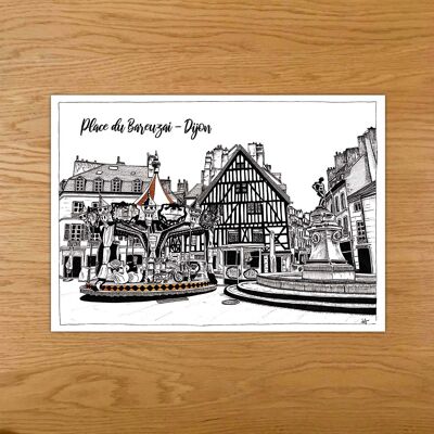 Carte Postale Dijon : Place du Bareuzai