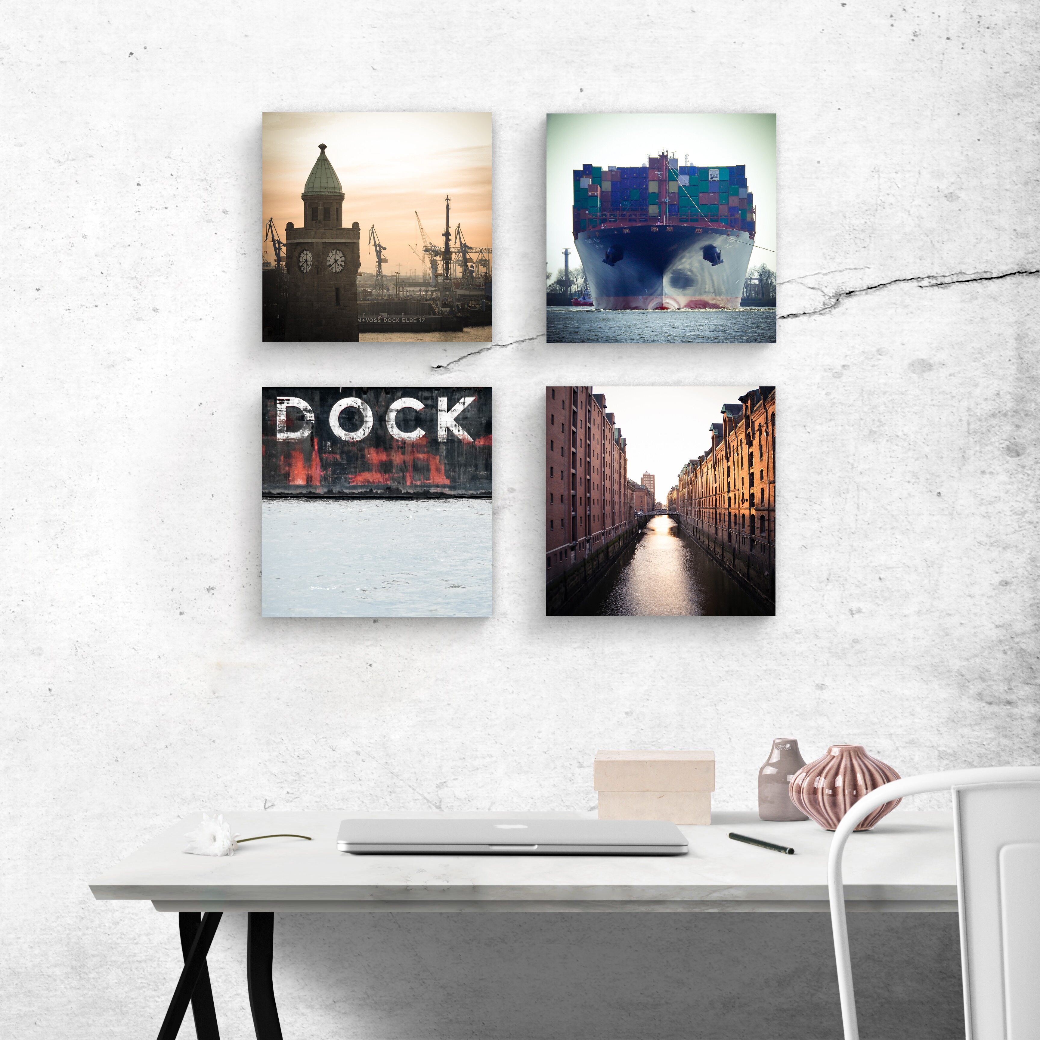 Foto quadrato 15x15 cm - Amburgo su legno