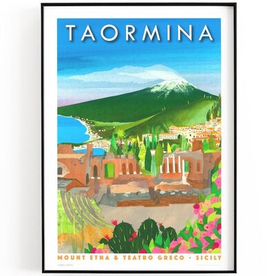 TAORMINA,Sicily print A4 or A5 | Printed on textured paper with a thin white border. - A4 (£20.00 - £25.00) - Personalise text (£15.00 - £25.00)