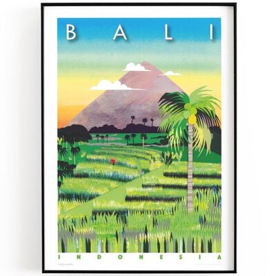 Ubud, Bali A3 travel poster. Tropical print, Balinese travel poster, sunset, Indonesia print, palm tree - No personalisation (£29.00)
