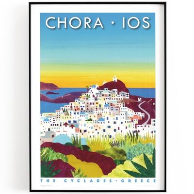 IOS, Greece print A4 or A5 | Printed on textured paper with a thin white border. - A4 (£20.00 - £25.00) - Personalise text (£15.00 - £25.00)