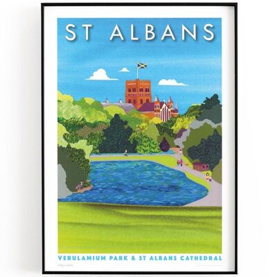 ST ALBANS, Hertfordshire print A4 or A5 | Printed on textured paper with a thin white border. - A4 (£20.00 - £25.00) - Personalise text (£15.00 - £25.00) Xx