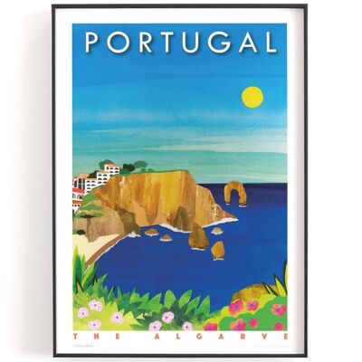 Portugal, The Algarve print A5 or A4 | Printed on textured paper with a think white border. - A4 (£20.00 - £25.00) - Personalised text (£15.00 - £25.00)