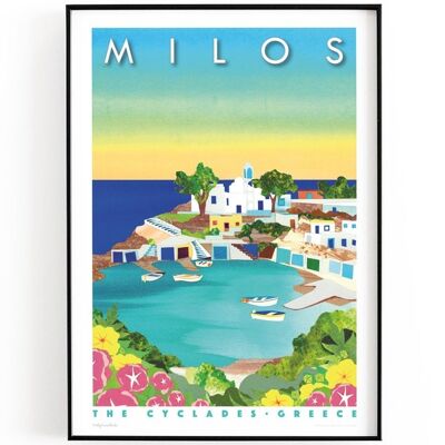 MILOS, Greece print A4 or A5 | Printed on textured paper with a thin white border. - A4 (£20.00 - £25.00) - Personalised text (£15.00 - £25.00)