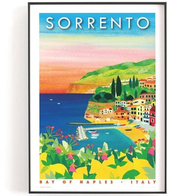 SORRENTO PRINT A5 or A4. Sorrento travel poster | Italy travel poster | Italy print | Amalfi Coast print | A4 print - A4 (£20.00 - £25.00) - Personalise text (£12.00 - £25.00)