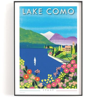 LAKE COMO, Italy print A5 or A4 | Printed on textured paper with a thin white border. - A4 (£20.00 - £25.00) - Personalise text (£15.00 - £25.00)